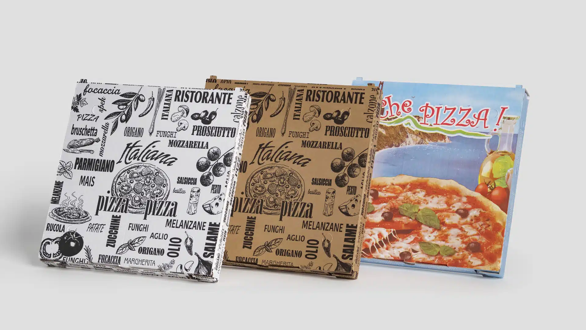 Immagine Contenitori per pizza chiusura italiana da 33x33 cm altezza 3.5 cm confezione da 100 pezzi