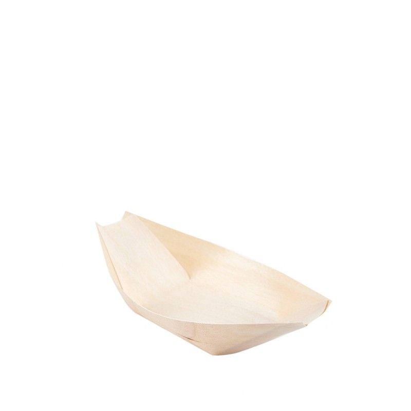 Immagine Barchetta monouso in legno di bamboo per uso alimentare 140x80 mm